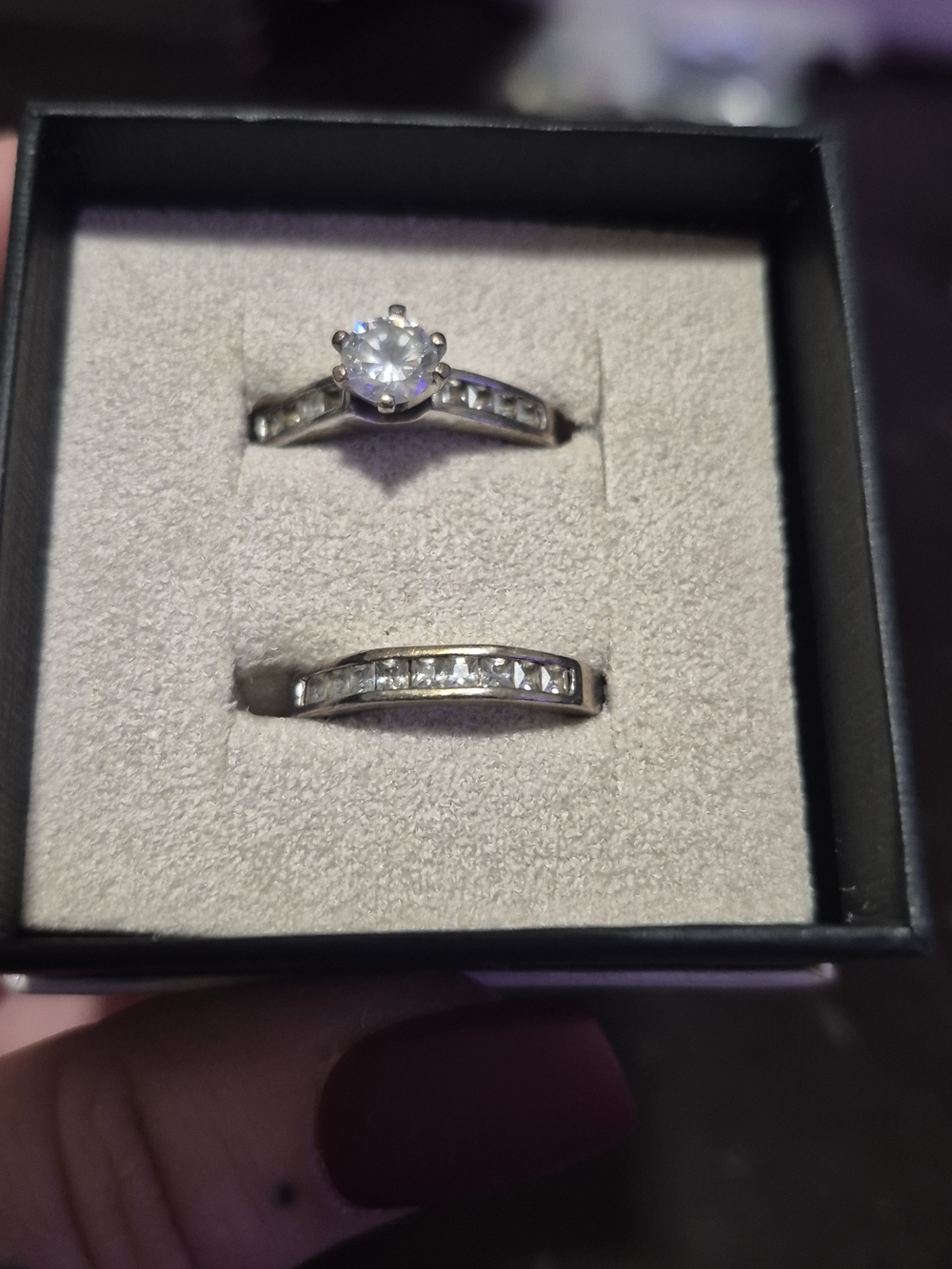 Sterling Silver Cubic Zirconia Bridal Ring Set Size 10